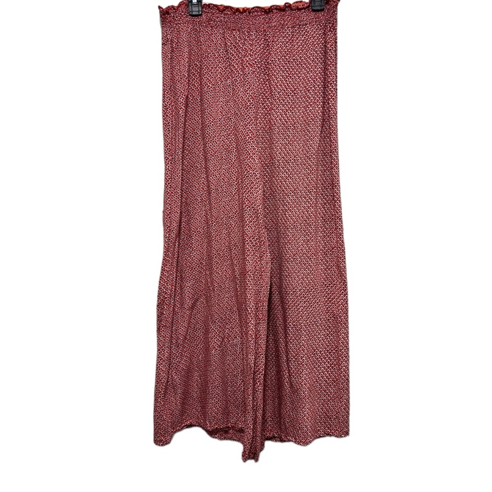 Nostalgia Red & Teal Patterned Boho Wide Leg Pants - image 4